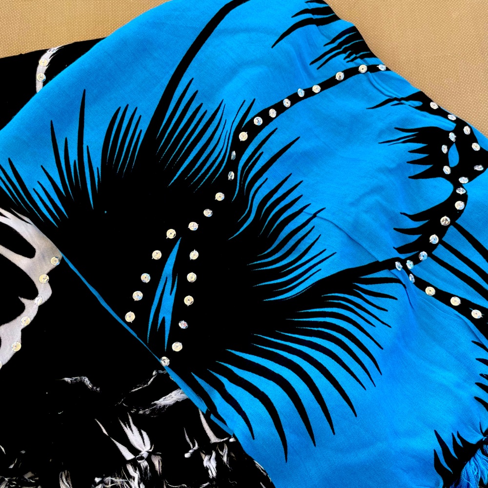 Gorgeous Sarongs Wraps fancy designs with silver sequins sewn on them